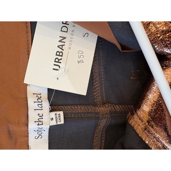 Sofie the Label Pants Womens Bronze Small Metallic Gold Cargo Party Holiday Club - Picture 2 of 5